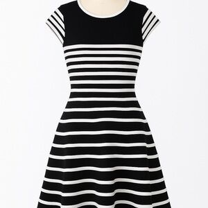 Betsy & Adam Black and White Striped Mini Dress